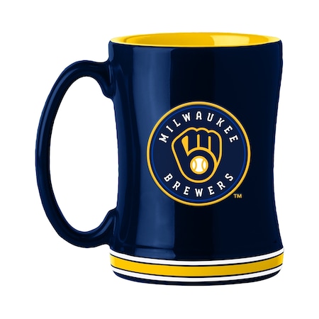Logo Brands Milwaukee Brewers 14oz Relief Mug 516-C14RM